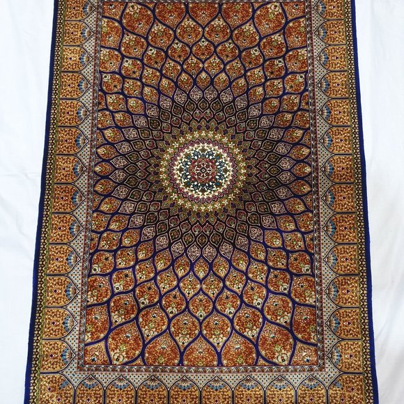 4x3 Pak Persian 1330 KPSI Purple Blue Brown Almond Qum Wool Silk Decor Area Rug - Picture 4 of 6